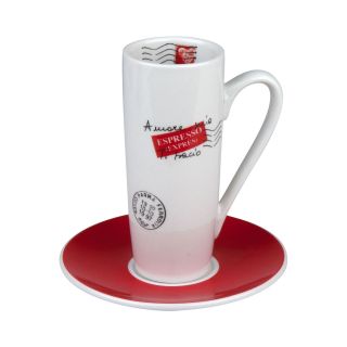 Konitz Coffee Bar Amore Mio 4 pc. Latte Macchiato Cup and Saucer Set