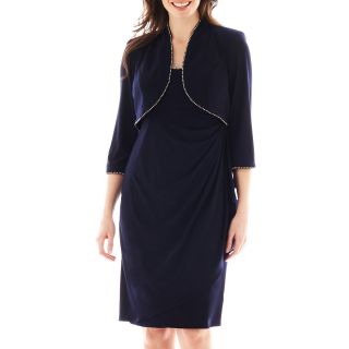 R & M Richards RM Collections Embellished Jacket Dress, Navy