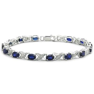 Lab Created Sapphire & Diamond Accent Bracelet, MultiColor, Womens