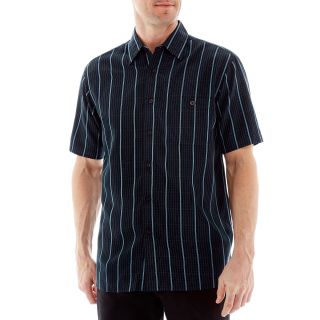 Haggar Microfiber Short Sleeve Shirt, Navy, Mens