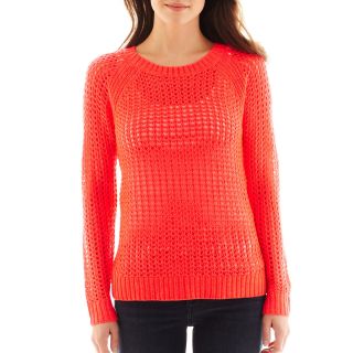 A.N.A Pointelle Openwork Sweater, Electric Coral, Womens