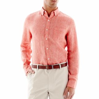 CLAIBORNE Linen Shirt, Cherry Tomato, Mens