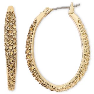 MONET JEWELRY Monet Gold Tone Crystal Oval Hoop Earrings, Topz