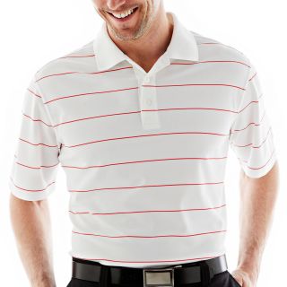 St. Andrews of Scotland Golf Pinstriped Polo Shirt, White, Mens