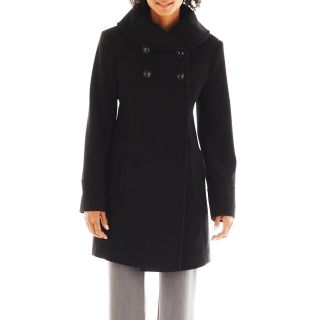COLLEZIONE Faux Angora and Wool Blend Coat, Black, Womens