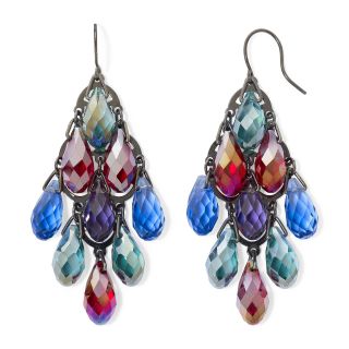 Multicolor Faceted Glass Chandelier Earrings