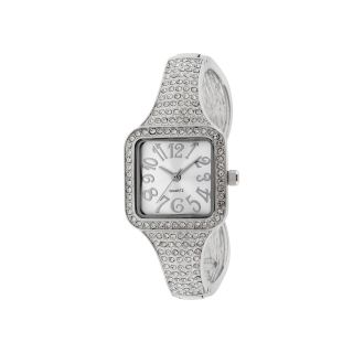 Womens Allover Crystal Accent Dress Watch, Silver