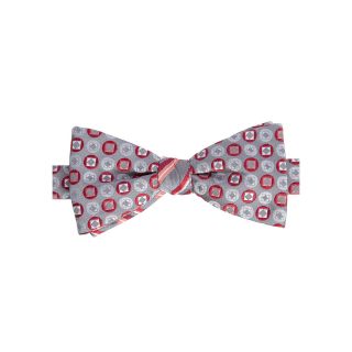 Stafford Boo Stripe Pre Tied Contrast Knot Bow Tie, Red, Mens