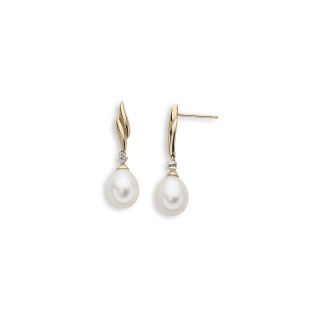 Cultured Freshwater Pearl & Diamond Accent Earrings, Womens