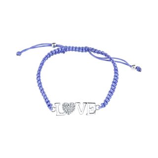 Bridge Jewelry Pure Silver Plated Love Bracelet Purple Cord