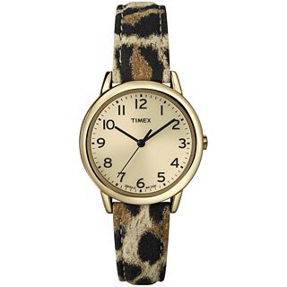 Timex Womens Watch w/ Leopard Print Leather Strap