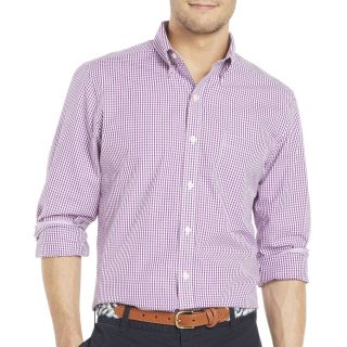 Izod Long Sleeve Slim Fit Mini Checked Shirt, Sparkling Grape, Mens