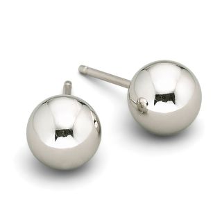 Stud Earrings, 14K White Gold 6mm Ball, Womens