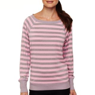 Xersion Striped Open Mesh Sweatshirt, Grey, Womens