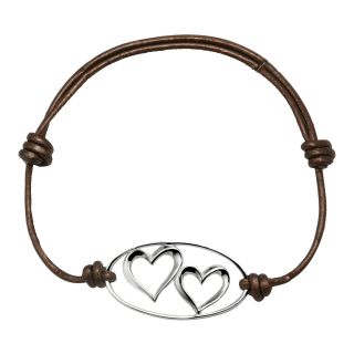 Bridge Jewelry Footnotes Too Sisters Double Heart Leather Bracelet