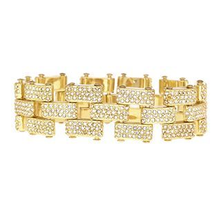 Natasha Gold Tone Crystal Link Bracelet, Womens