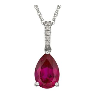 Lab Created Pear Cut Ruby Pendant Sterling, Womens