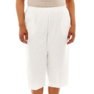 Alfred Dunner Cotton Sheeting Capris   Plus, White, Womens