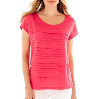 LIZ CLAIBORNE Short Sleeve Tiered Tee   Tall, Red, Womens