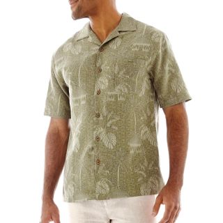 Island Shores Short Sleeve Silk Jaquard Shirt, Green, Mens