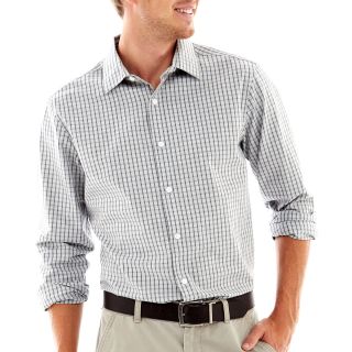 CLAIBORNE Button Front Shirt, Gray, Mens