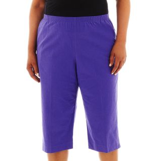 Alfred Dunner Cotton Sheeting Capris   Plus, Purple, Womens