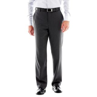 Stafford Travel Flat Front Trousers   Slim Fit, Gray, Mens