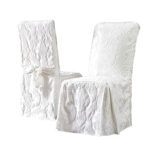 Sure Fit Matelassé Damask Dining Side Chair Slipcover, White