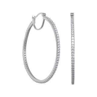 DiamonArt Cubic Zirconia Hoop Earrings, Womens