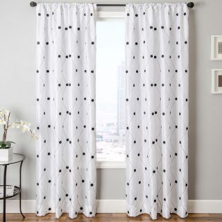 Ramona Faux Silk Rod Pocket Curtain Panel, Black/White