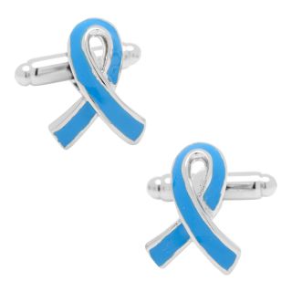 Prostate Cancer Awareness Ribbon Cuff Links, Silver, Mens
