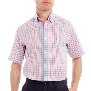 TAILORBYRD Short Sleeve Button Front Shirt, Red/Blue, Mens