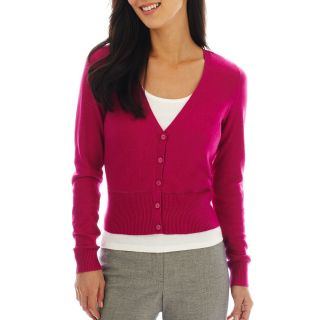 Worthington Pointelle Trim Cardigan Sweater   Tall, Pink, Womens
