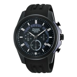 Pulsar Mens Black Ion White Highlighted Chronograph Watch