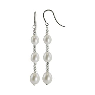 Genuine Rice Pearl & Sparkle Bead Earrings, Womens