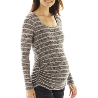 Maternity Long Sleeve Striped Tee, Blk/wht