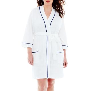LIZ CLAIBORNE Spa Robe   Plus, White, Womens