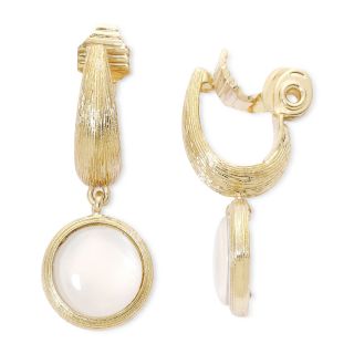 MONET JEWELRY Monet Gold Tone White Shell Clip On Drop Earrings