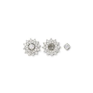 1/3 CT. T.W. Diamond Stud with Jacket Earrings, 925 1/3 Cttw Earri, Womens