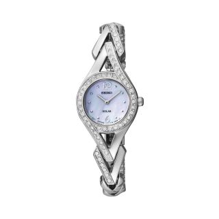 Seiko Womens Silver Tone Mother of Pearl Solar Watch
