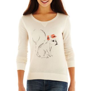 ARIZONA Critter Sweatshirt, Oatmeal Squirrel, Womens