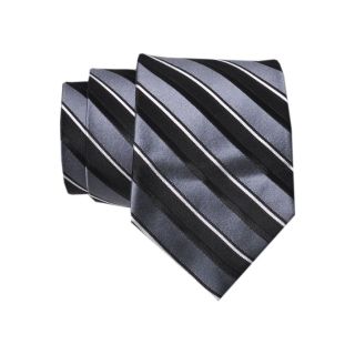 Stafford Derby Stripe Silk Tie, Black, Mens