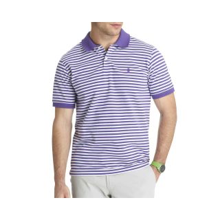 Izod Feeder Striped Piqué Polo, Purple, Mens