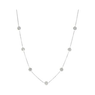 Sterling Silver Crystal Beaded Station Necklace, Womens