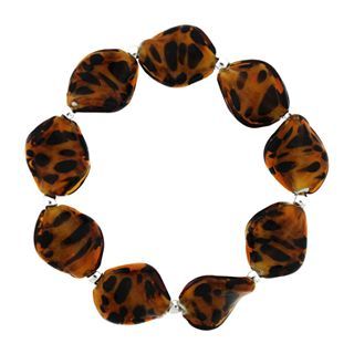 Bridge Jewelry Cheetah Glass Bead Stretch Bracelet