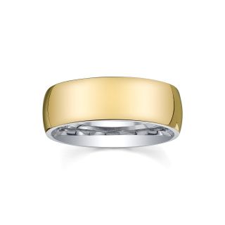 Wedding Band, Mens 6mm 10K Gold & Sterling Silver, Two Tone