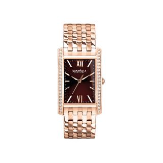 Caravelle New York Womens Brown Rose Tone Bracelet Watch