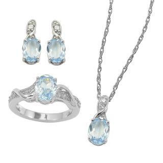 Lab Created Aquamarine Spinel & White Sapphire 3 pc. Oval Jewelry Set, Womens