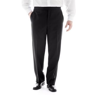 Stafford Flat Front Tuxedo Pants   Big and Tall, Black, Mens