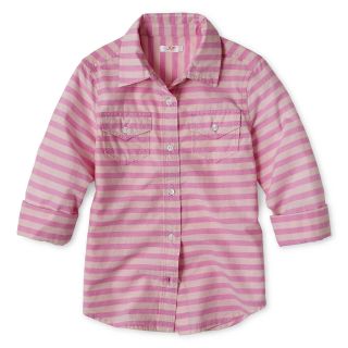 JOE FRESH Joe Fresh Striped Shirt   Girls 4 14, Pink, Girls
